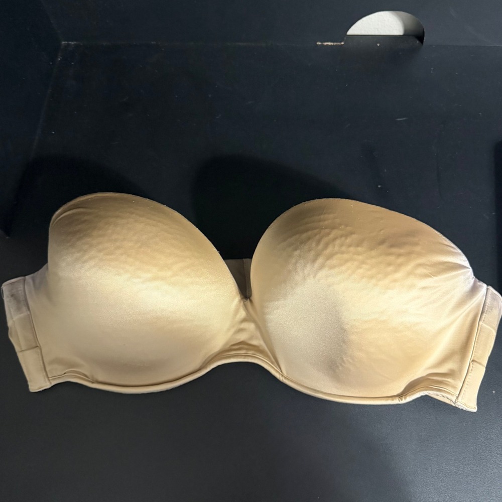 Cacique Strapless Bra Womens 46C Beige Molded Cup Underwire Support 5975